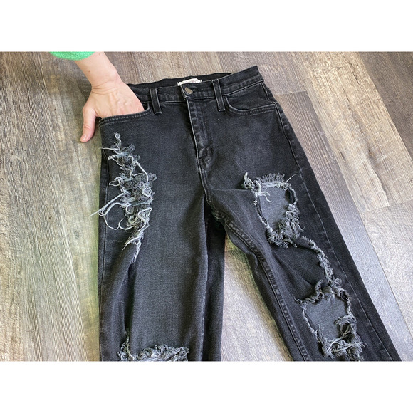 Vibrant Jeans Womens Size 5 Distressed Black Denim Thrashed Vintage USA Made - Picture 12 of 13